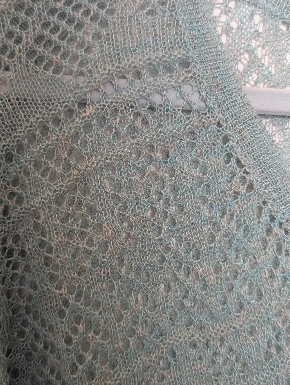 Free People Open Knit Linen Blend Boho Sweater | Aqua Blue Pointelle Pullover M